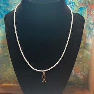 Elegant beaded Necklace with Gold Charm